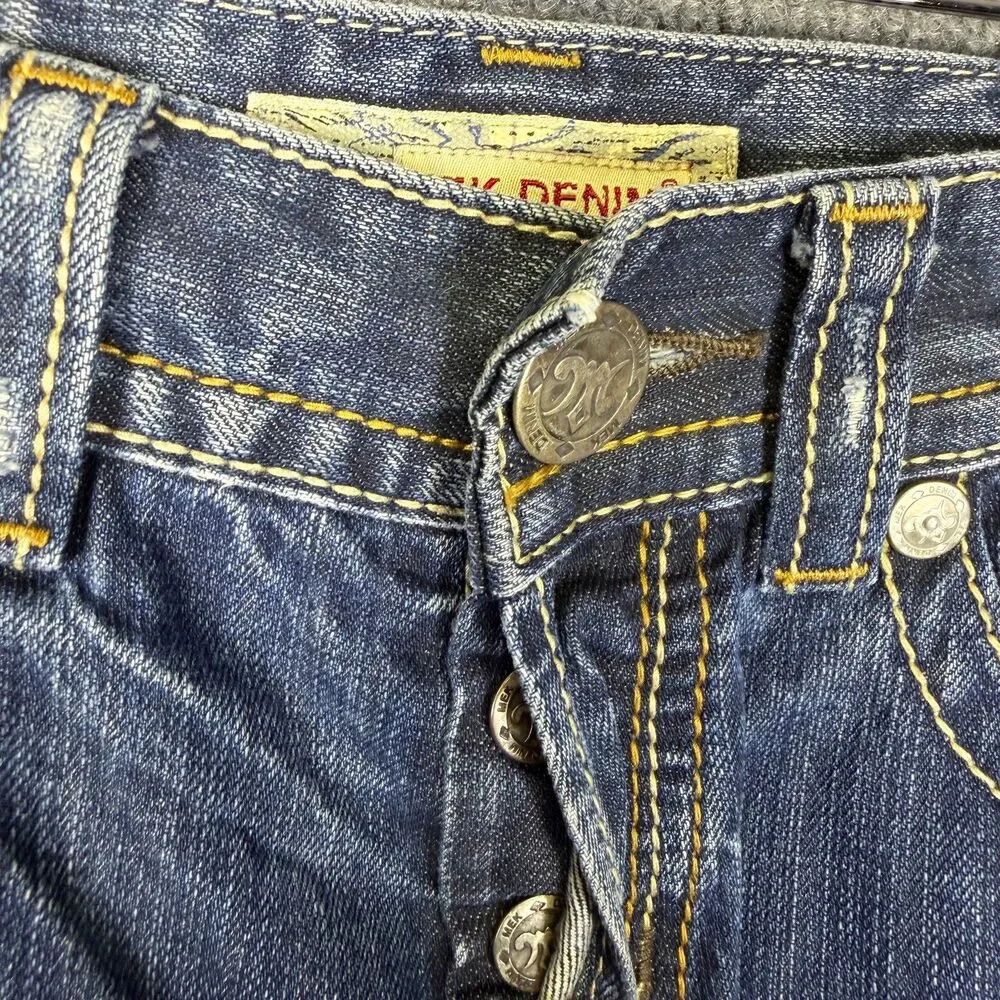 MEK Denim Mens Henderson Jeans 31x32 Straight Leg Medium Wash Button Fly